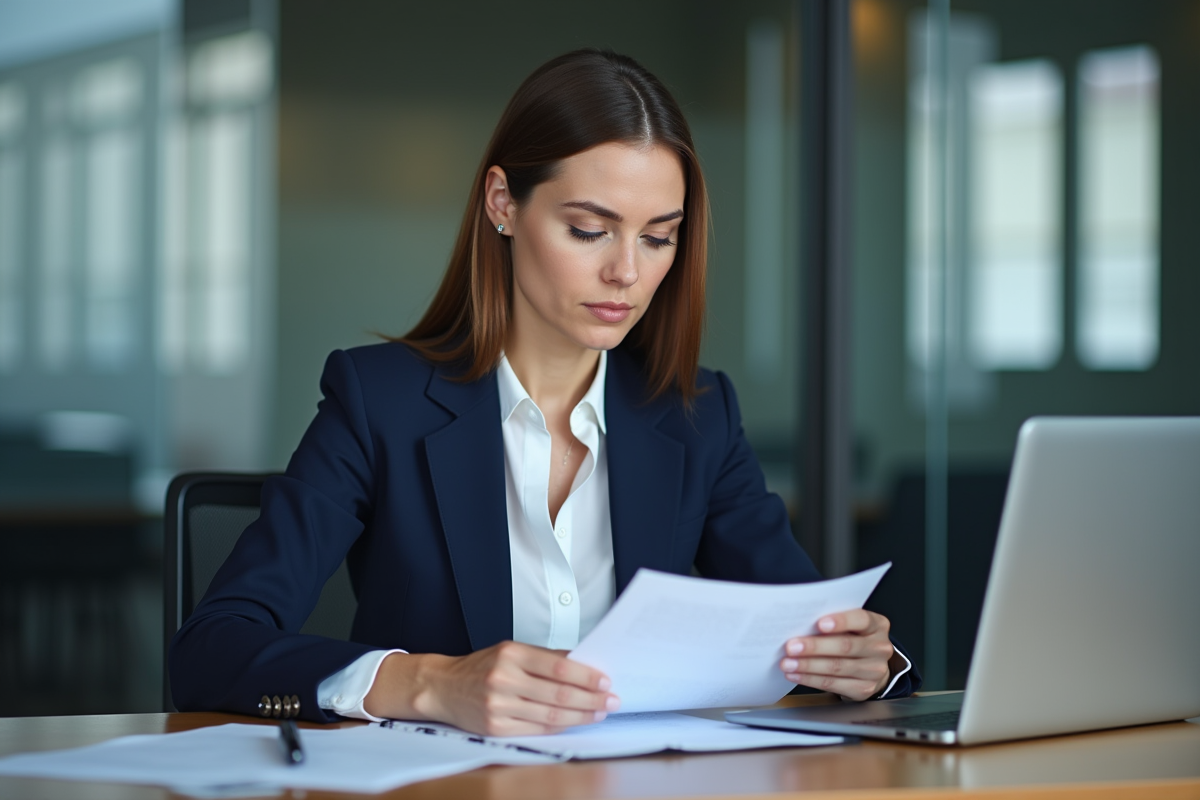 Femme d'affaires en réunion dans un bureau moderne