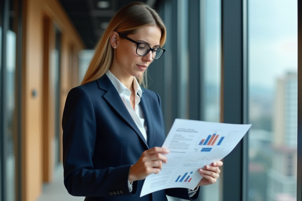 Femme d'affaires en réunion avec diagramme stratégique