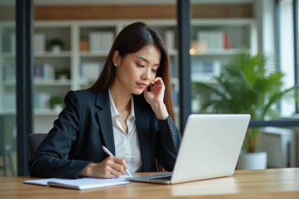 Femme professionnelle analysant des données marketing au bureau