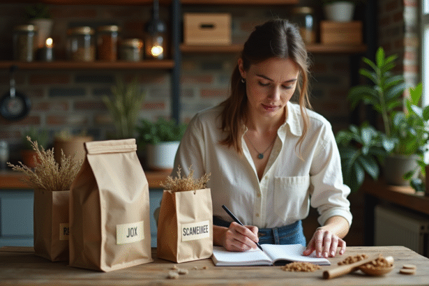Femme arrangeant plantes médicinales dans une boutique chaleureuse