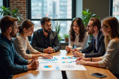 Groupe d'adultes divers analysant un graphique de marché