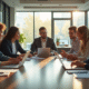 Groupe de professionnels collaborant dans un bureau lumineux