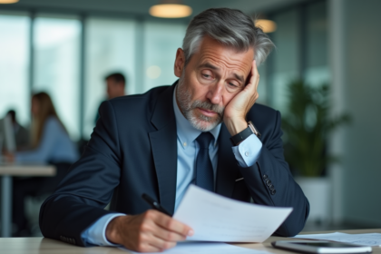 Homme d'affaires en réflexion dans un bureau moderne