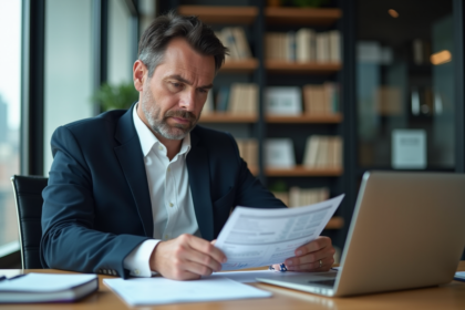 Homme d'affaires en costume dans un bureau moderne