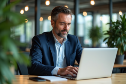 Homme d'âge moyen travaillant dans un espace coworking moderne