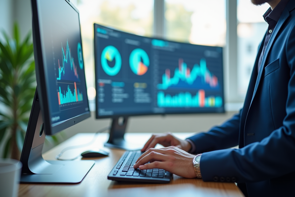 Spécialiste informatique installant un ERP sur un ordinateur